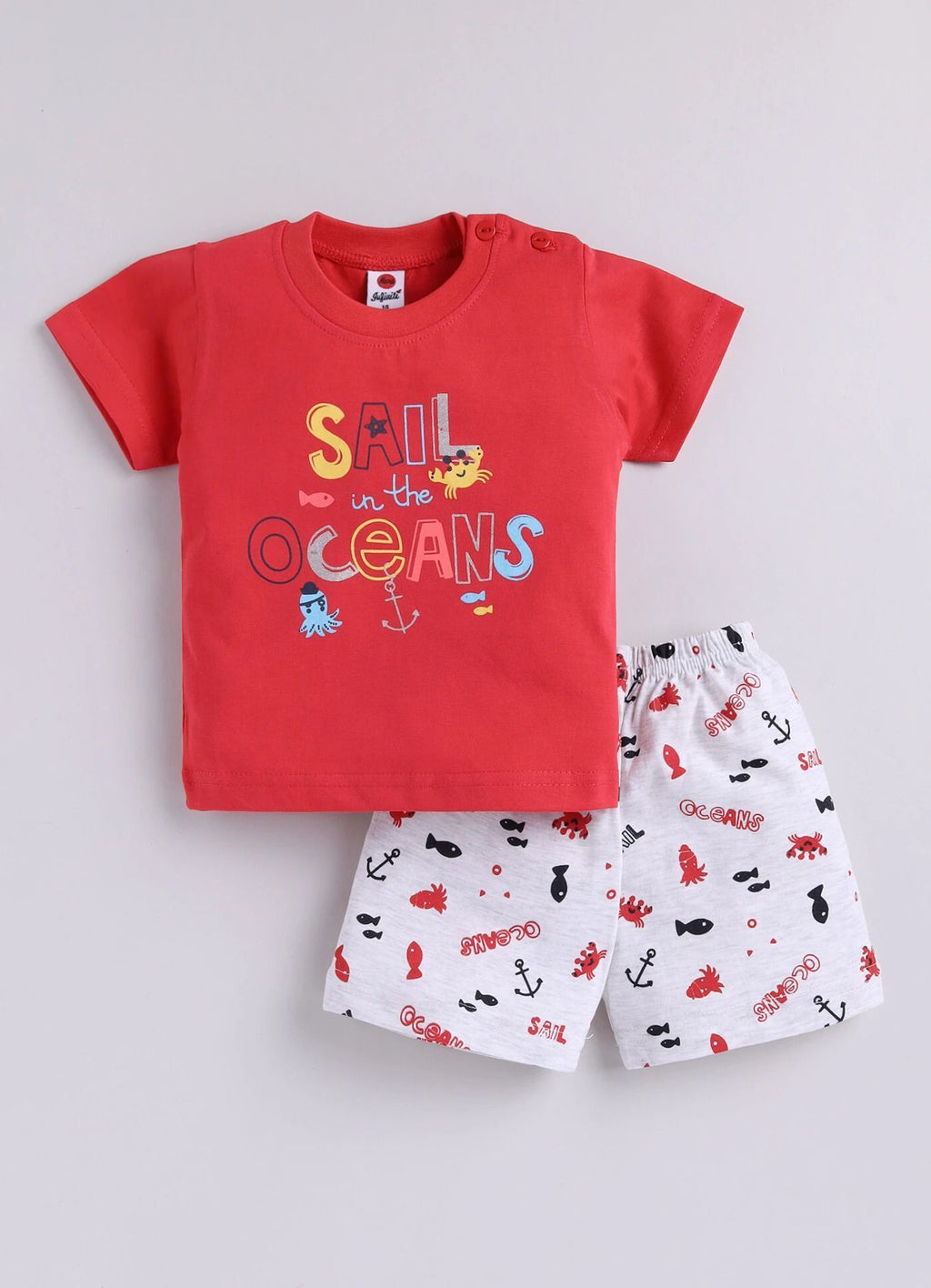 Mars Infiniti Baby Boys Casual T-shirt Shorts (Sky Blue, Red, Yellow)
