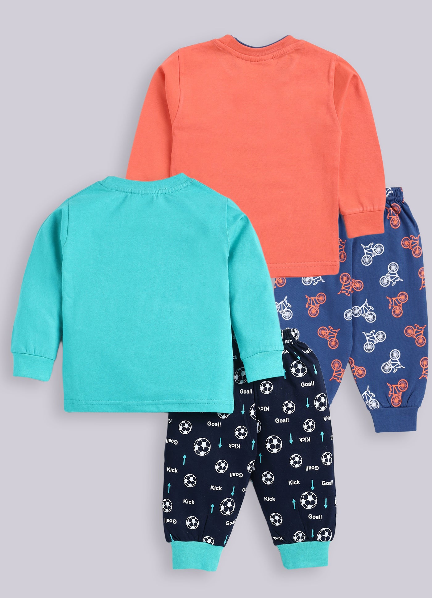 Mars Infiniti Boys Casual T-shirt Track Pants (Orange, Sea Green)