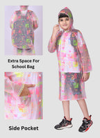 Mars Infiniti Self Design Boys and Girls Raincoat, yellow pink, All Over Print, PVC Plastic