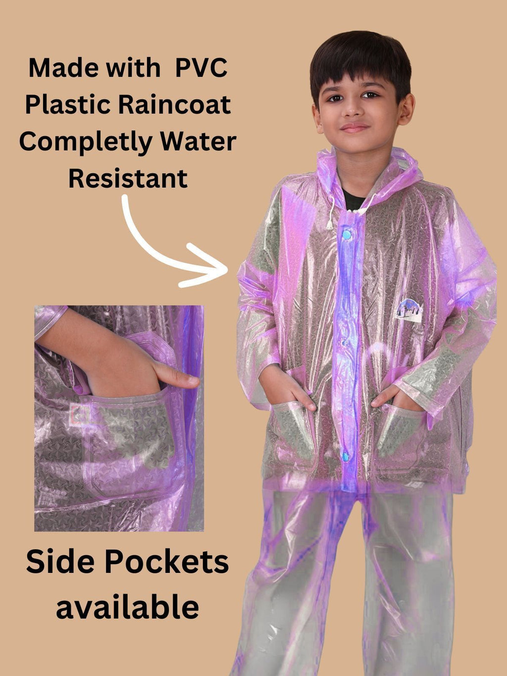 Mars Infiniti Graphic Print Unisex Raincoat set and Pant set, Violet, pack of 1, PVC Plastic Raincoat