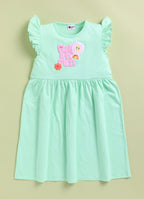 Mars Infiniti Girls Below Knee Casual Dress (Light Green, Sleeveless)