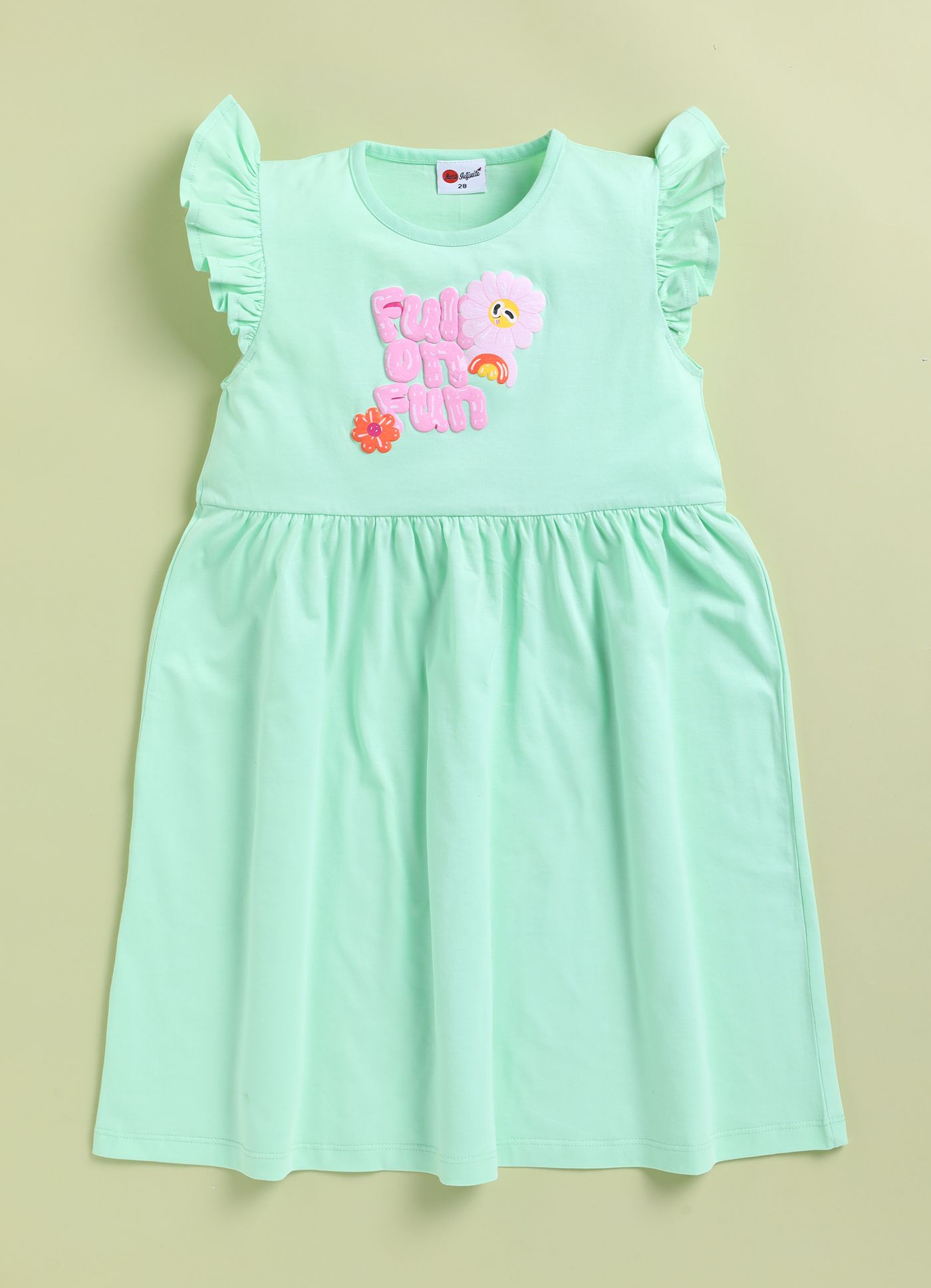 Mars Infiniti Girls Below Knee Casual Dress (Light Green, Sleeveless)