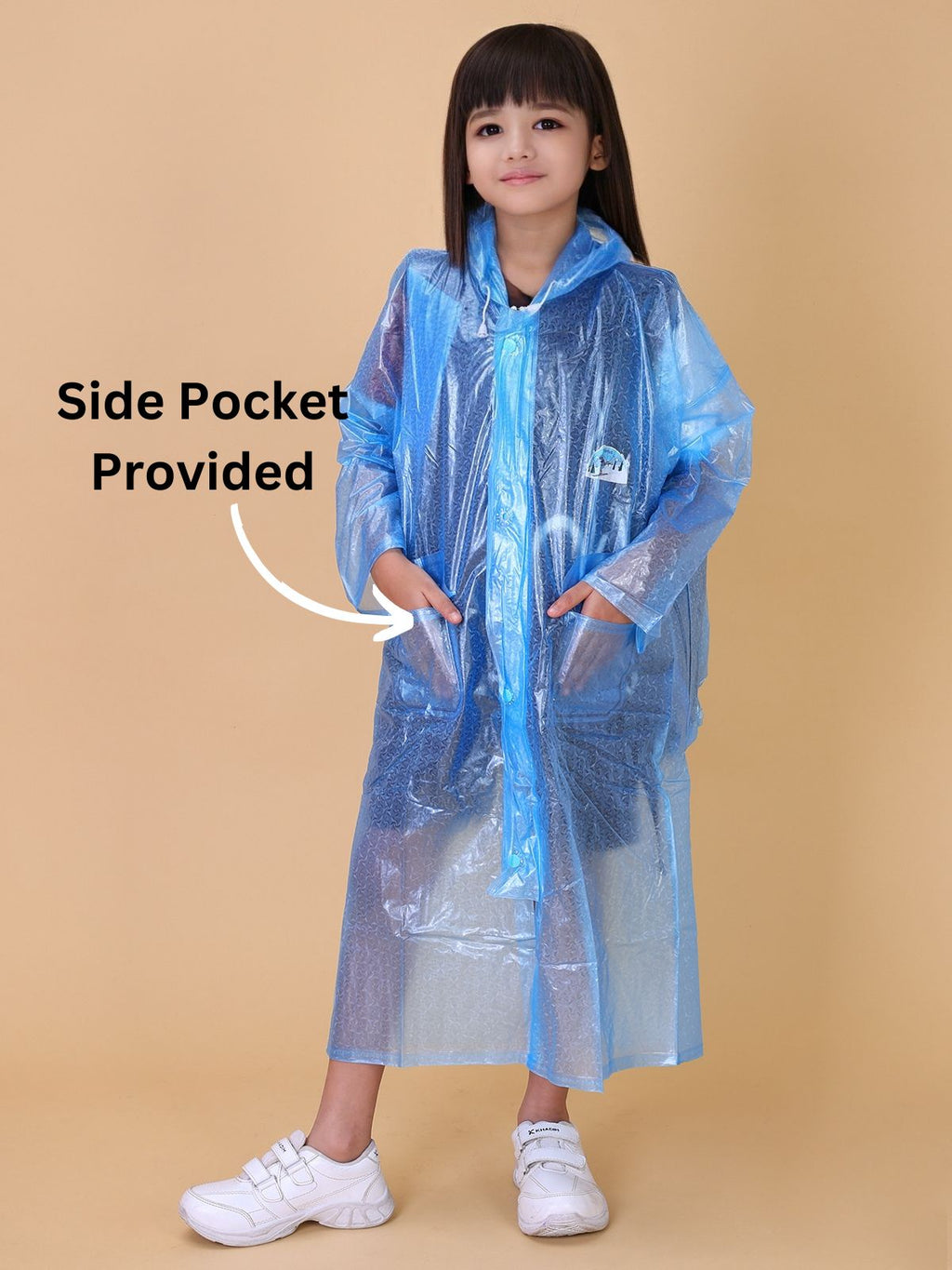 Mars Infiniti PVC Plastic Solid Color Girls Raincoat (Sky Blue)