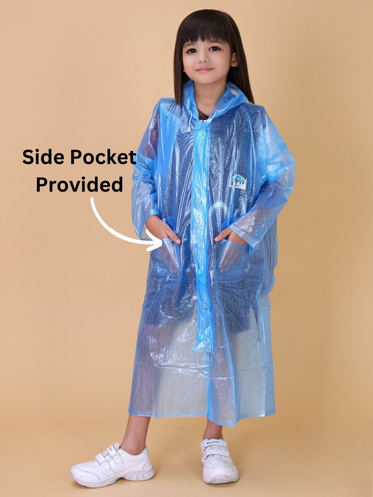 Mars Infiniti PVC Plastic Solid Color Girls Raincoat (Sky Blue)