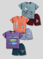 Mars Infiniti Boys Casual T-shirt Shorts (Purple, Green, Orange)