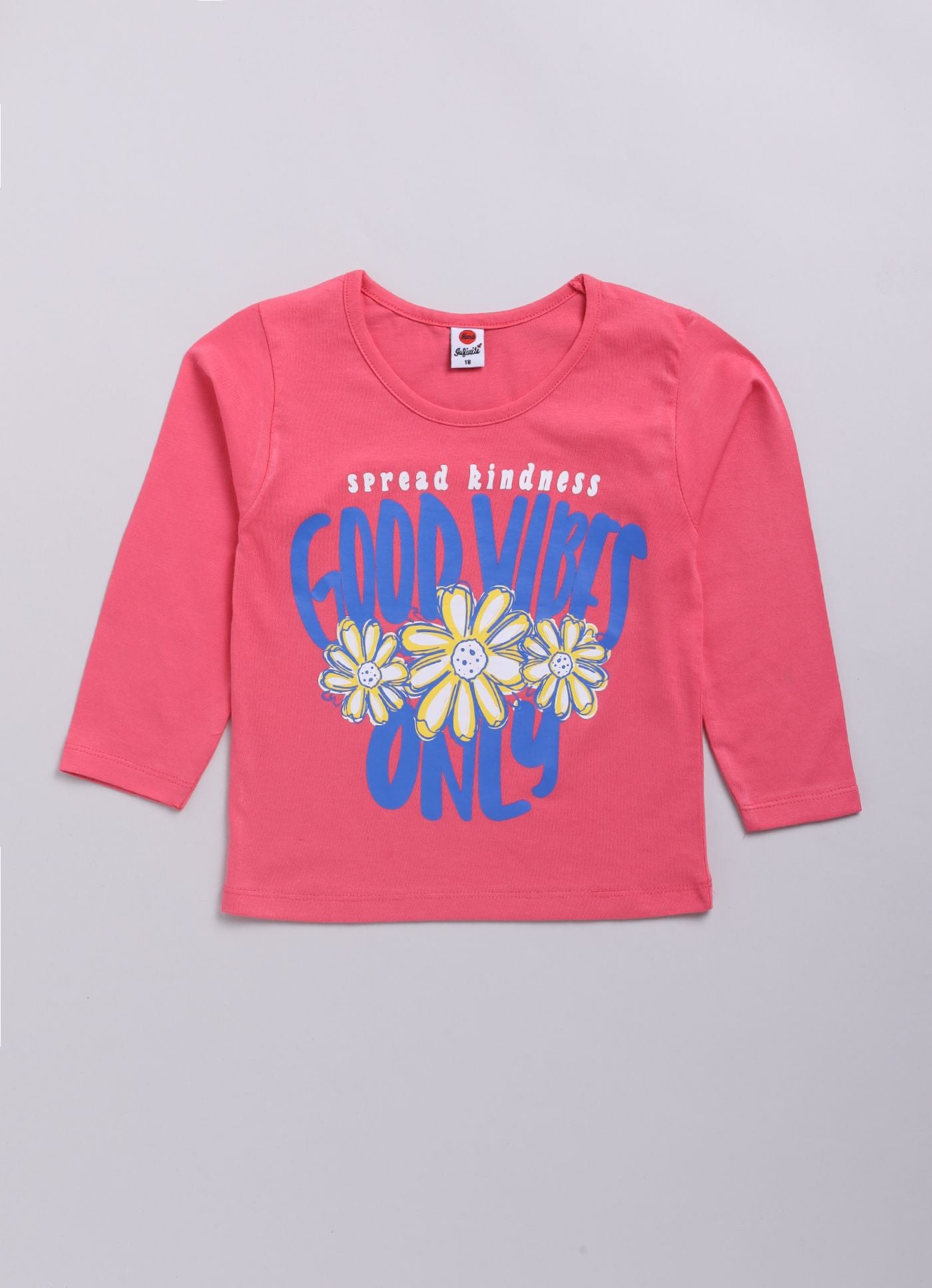Mars Infiniti Girls Printed Pure Cotton Regular T Shirt (Multicolor, Pack of 4)