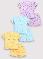 Mars Infiniti Baby Boys Casual T-shirt Shorts (Light Blue, Purple, Yellow)