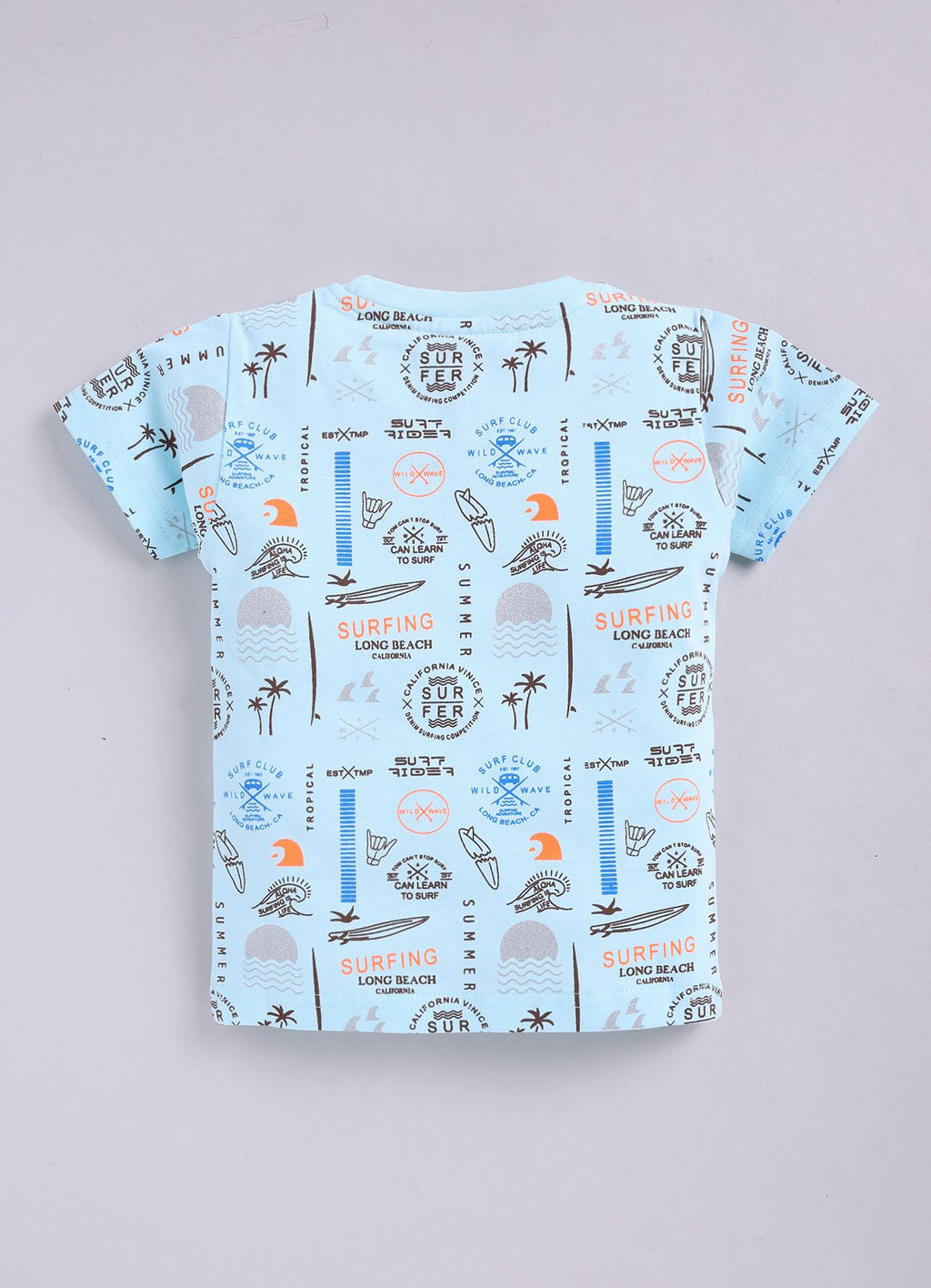Mars Infiniti Boys Graphic Print Pure Cotton Regular T Shirt (Light Blue, Pack of 1)