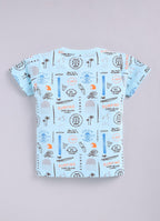 Mars Infiniti Boys Graphic Print Pure Cotton Regular T Shirt (Light Blue, Pack of 1)