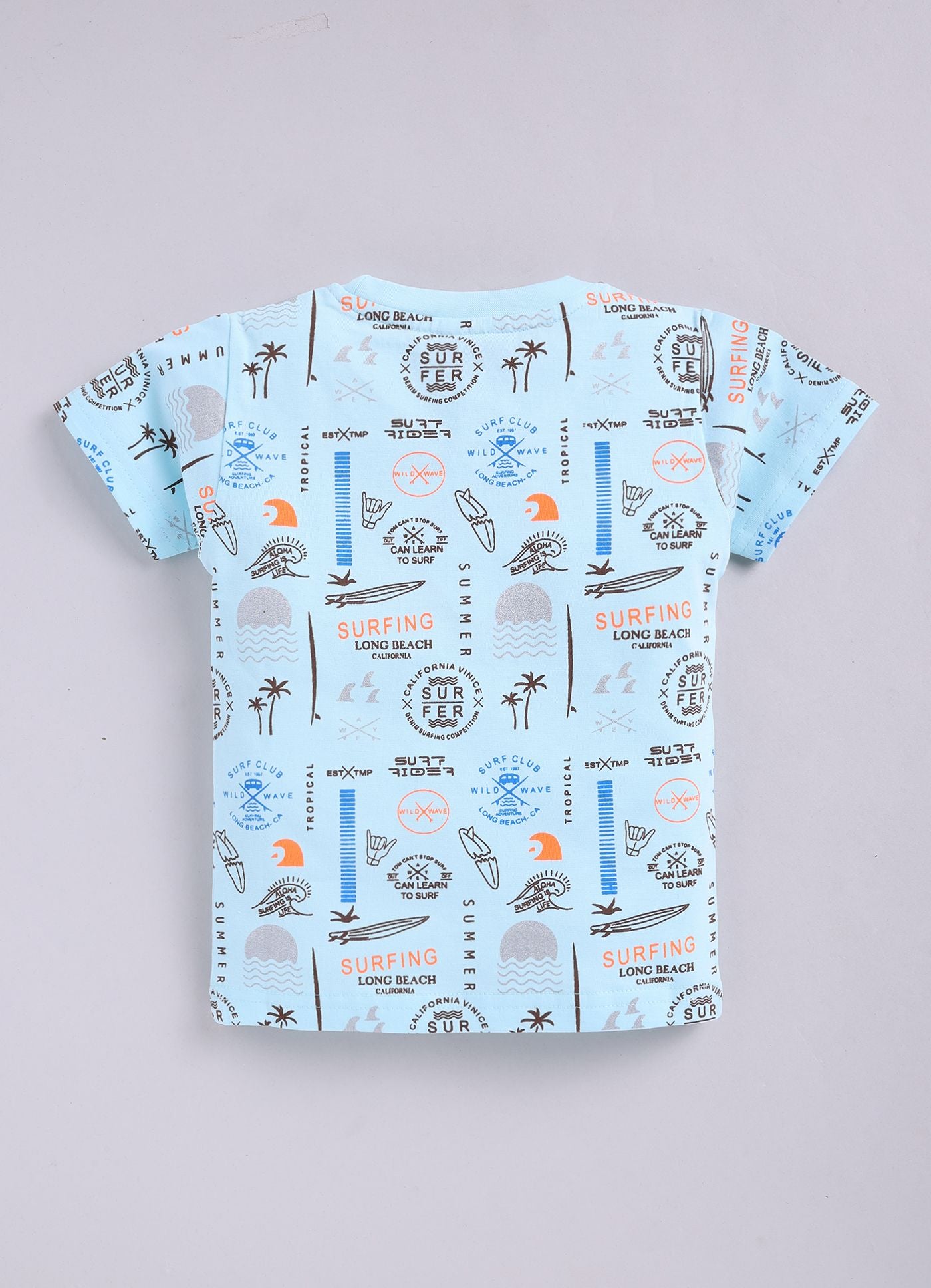Mars Infiniti Boys Graphic Print Pure Cotton Regular T Shirt (Light Blue, Pack of 1)