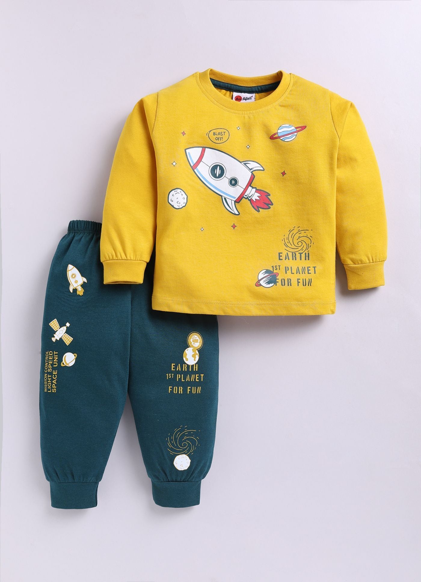 Mars Infiniti Boys Casual T-shirt Track Pants (Rust, Aqua Blue, Mustard Yellow)
