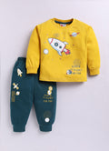 Mars Infiniti Boys Casual T-shirt Track Pants (Mustard Yellow, Deep Green)