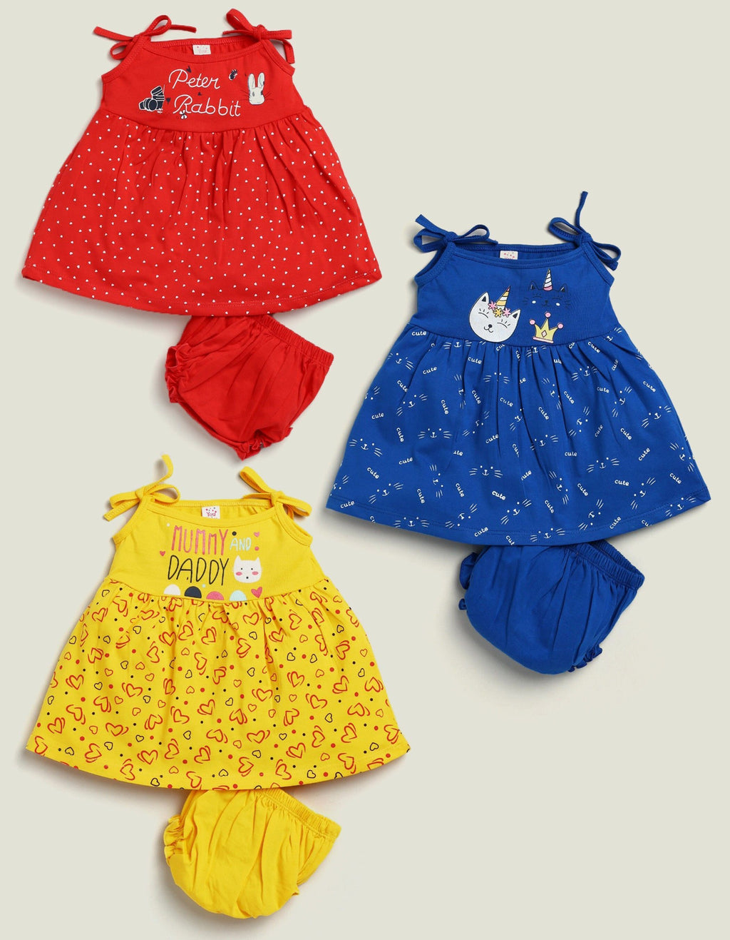 Mars Infiniti Baby Girls Casual Top Panty (Red_Blue_Yellow)