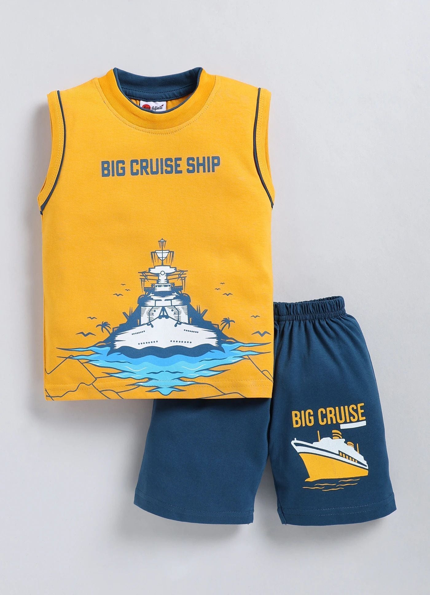 Mars Infiniti Boys & Girls Casual T-shirt Shorts (Mustard, Deep Blue)