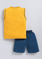 Mars Infiniti Boys & Girls Casual T-shirt Shorts (Mustard, Deep Blue)