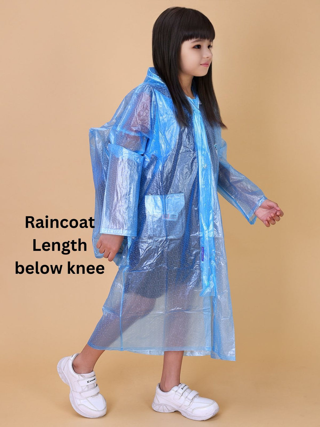 Mars Infiniti PVC Plastic Solid Color Girls Raincoat (Sky Blue)