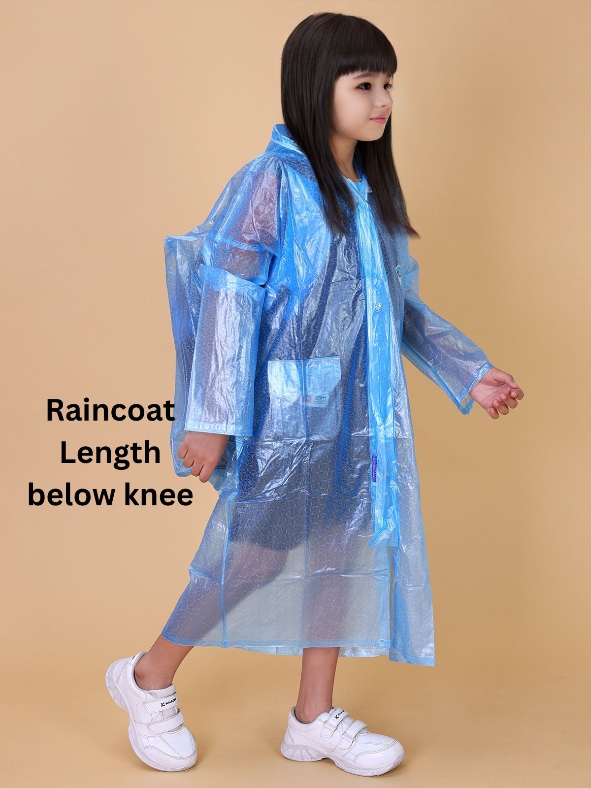 Mars Infiniti PVC Plastic Solid Color Girls Raincoat (Sky Blue)