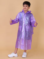 Mars Infiniti Graphic Print Boys and girls Raincoat Violet , Pack of 1, PVC Plastic Raincoat