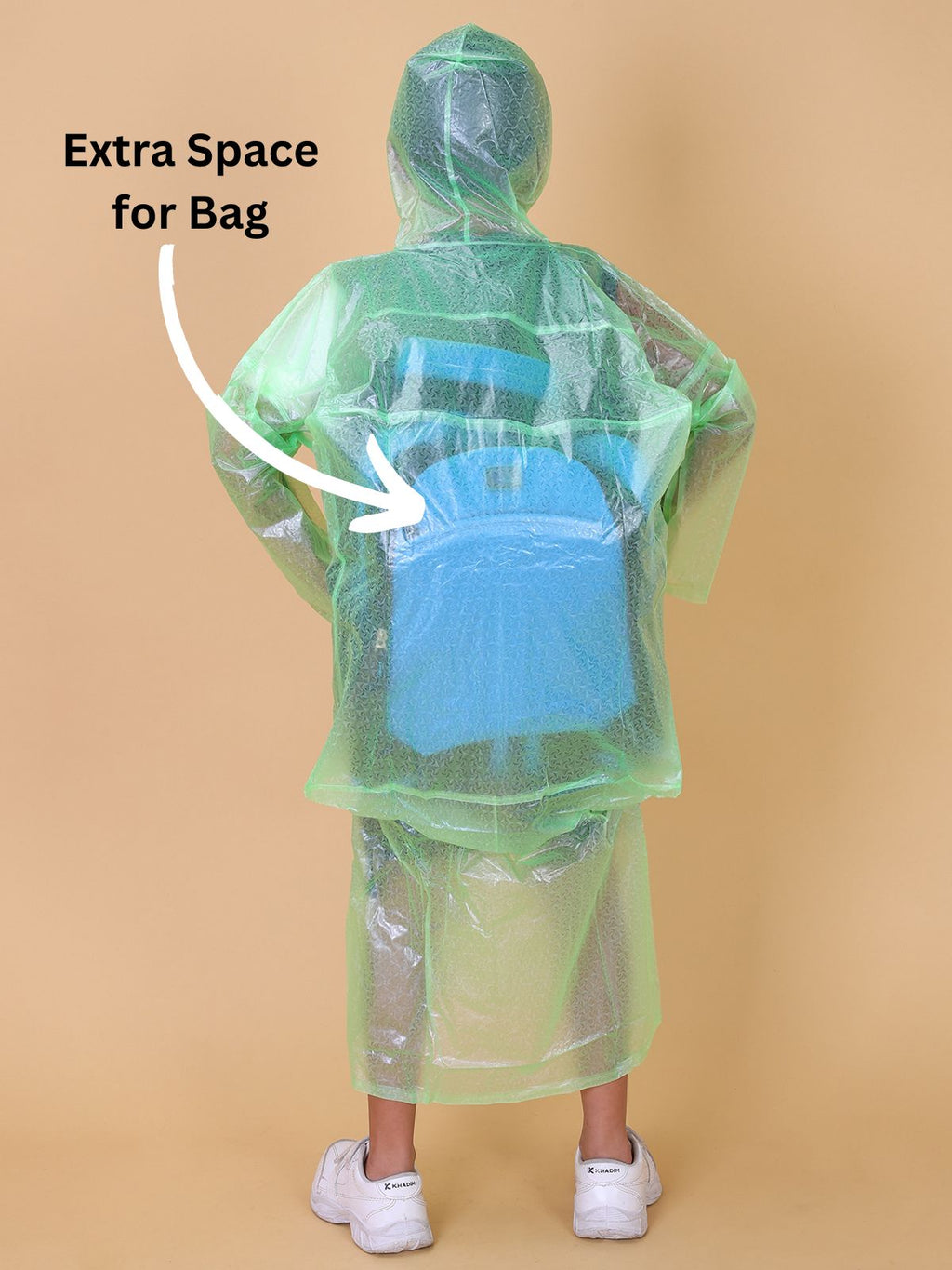 Mars Infiniti PVC Plastic Solid Color Girls Raincoat (Green)