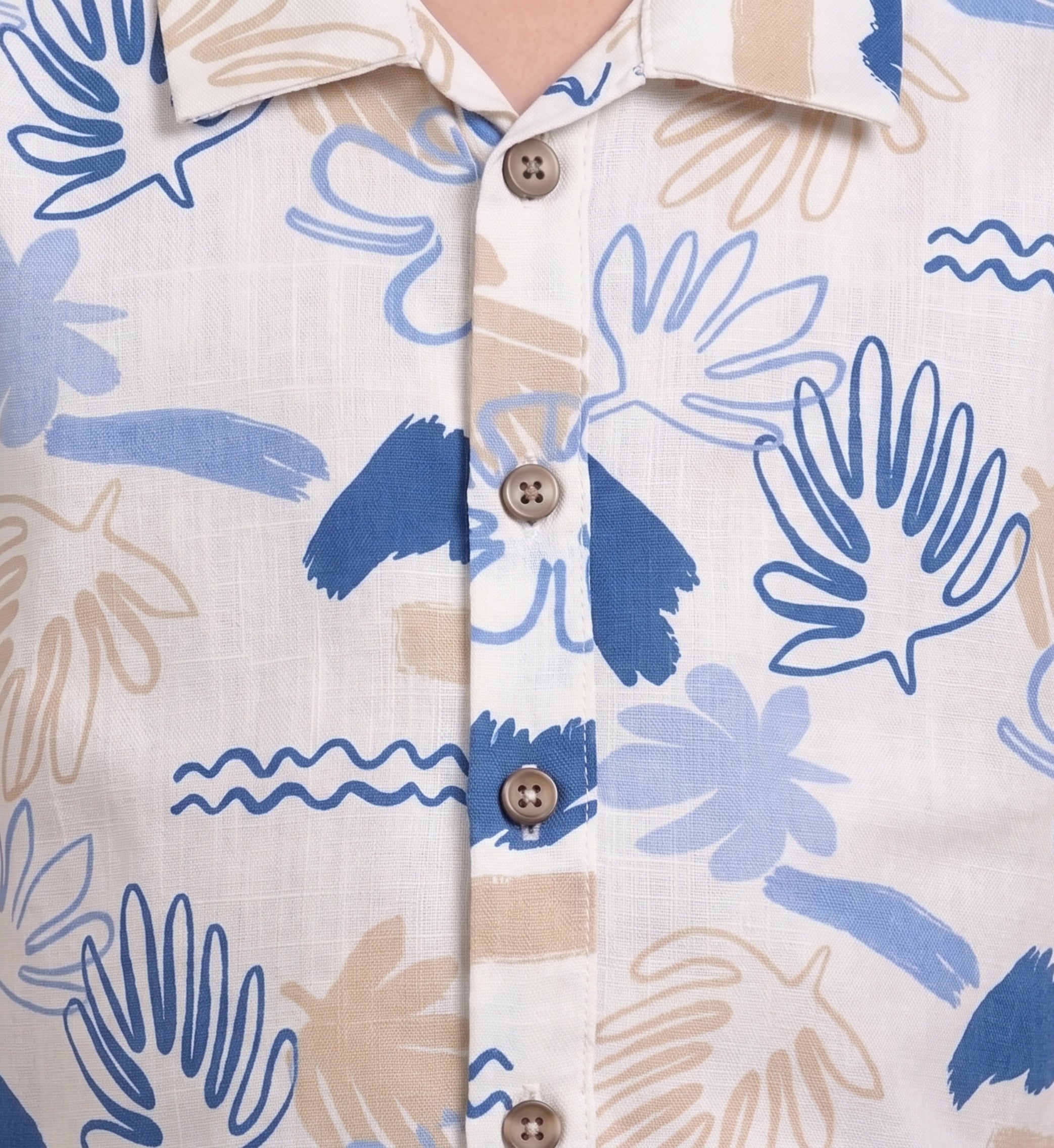 Mars Infiniti Boys All Over Printed Half Sleeves Shirt|Summerwear|Off White, Blue|Pure Cotton|Spread Collar