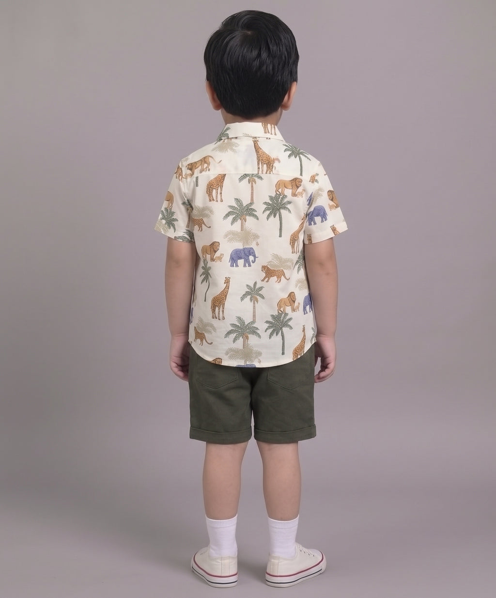Mars Infiniti Boys All Over Printed Half Sleeves Shirt and Half Pant Set|Summerwear|Green, White|Pure Cotton