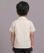 Mars Infiniti Boys All Over Printed Half Sleeves Shirt|Summerwear|Beige|Pure Cotton|Spread Collar