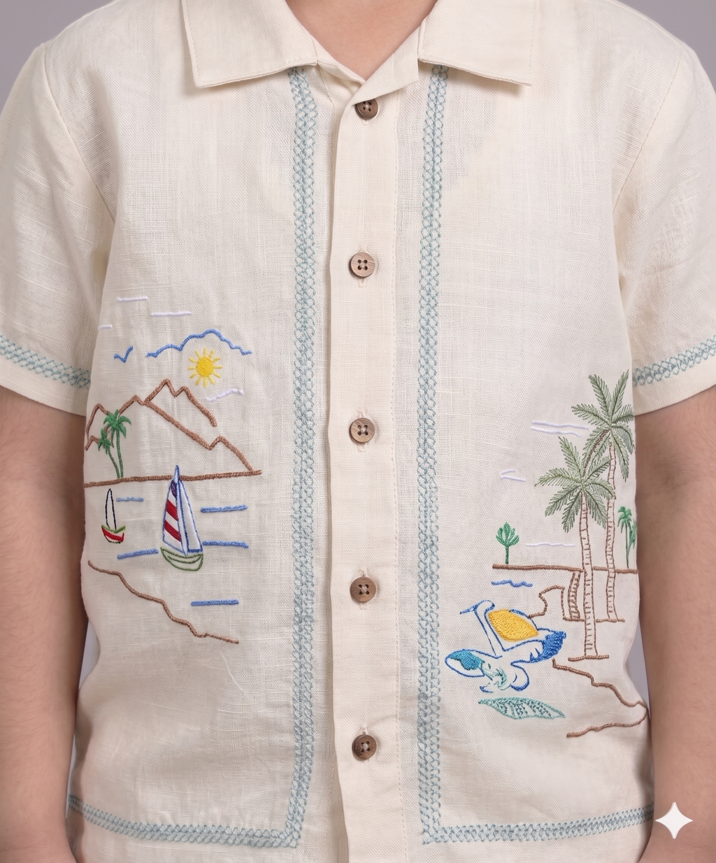 Mars Infiniti Boys All Over Printed Half Sleeves Shirt|Summerwear|Beige|Pure Cotton|Spread Collar