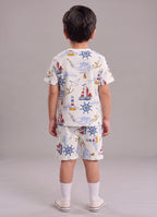 Mars Infiniti Boys All Over Print T-shirt Pant (Blue, White, Pack of 1)