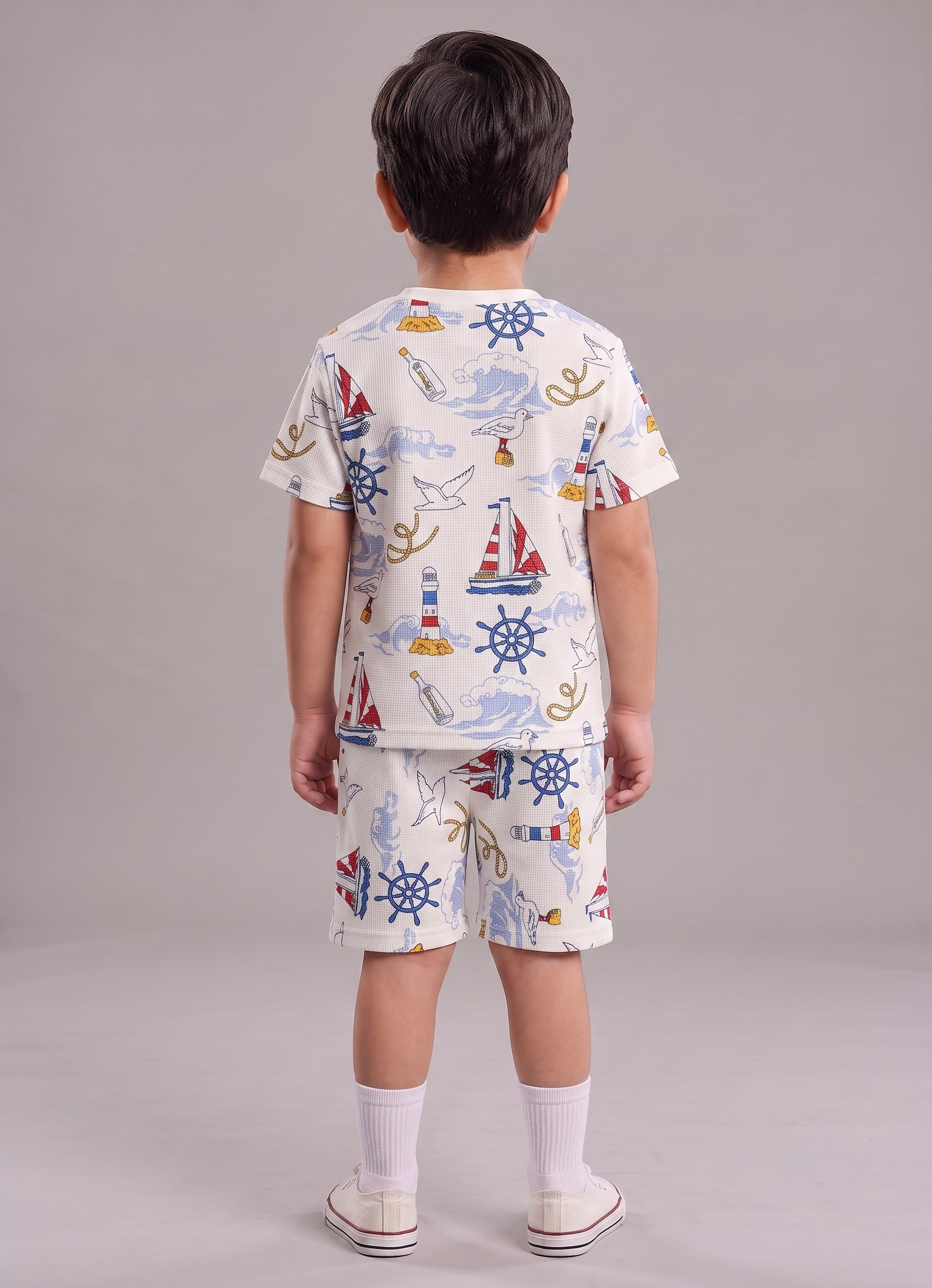 Mars Infiniti Boys All Over Print T-shirt Pant (Blue, White, Pack of 1)