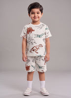 Mars Infiniti Boys All Over Print T-shirt Pant (Cream, Pack of 1)