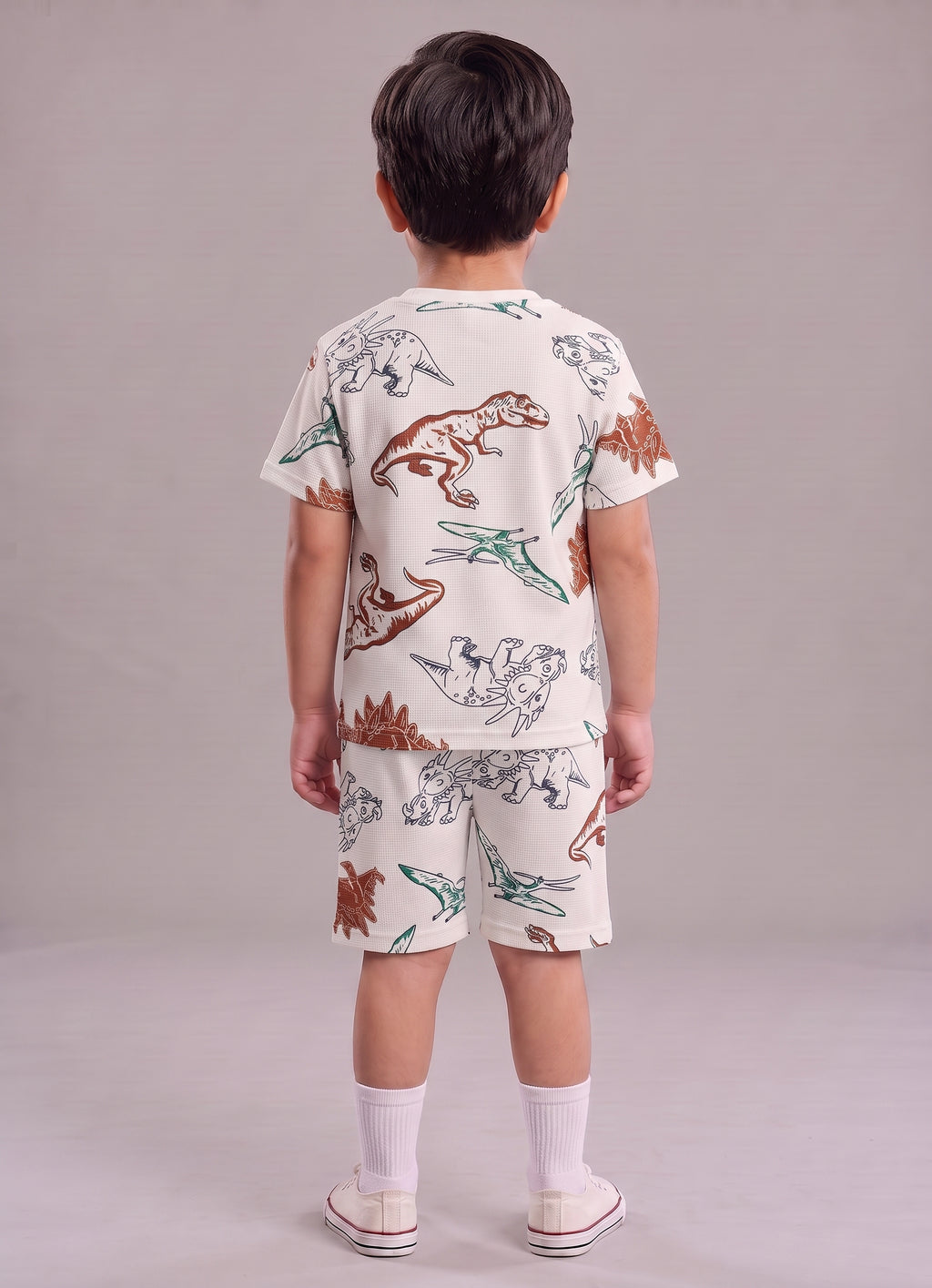 Mars Infiniti Boys All Over Print T-shirt Pant (Cream, Pack of 1)