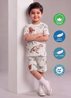Mars Infiniti Boys All Over Print T-shirt Pant (Cream, Pack of 1)