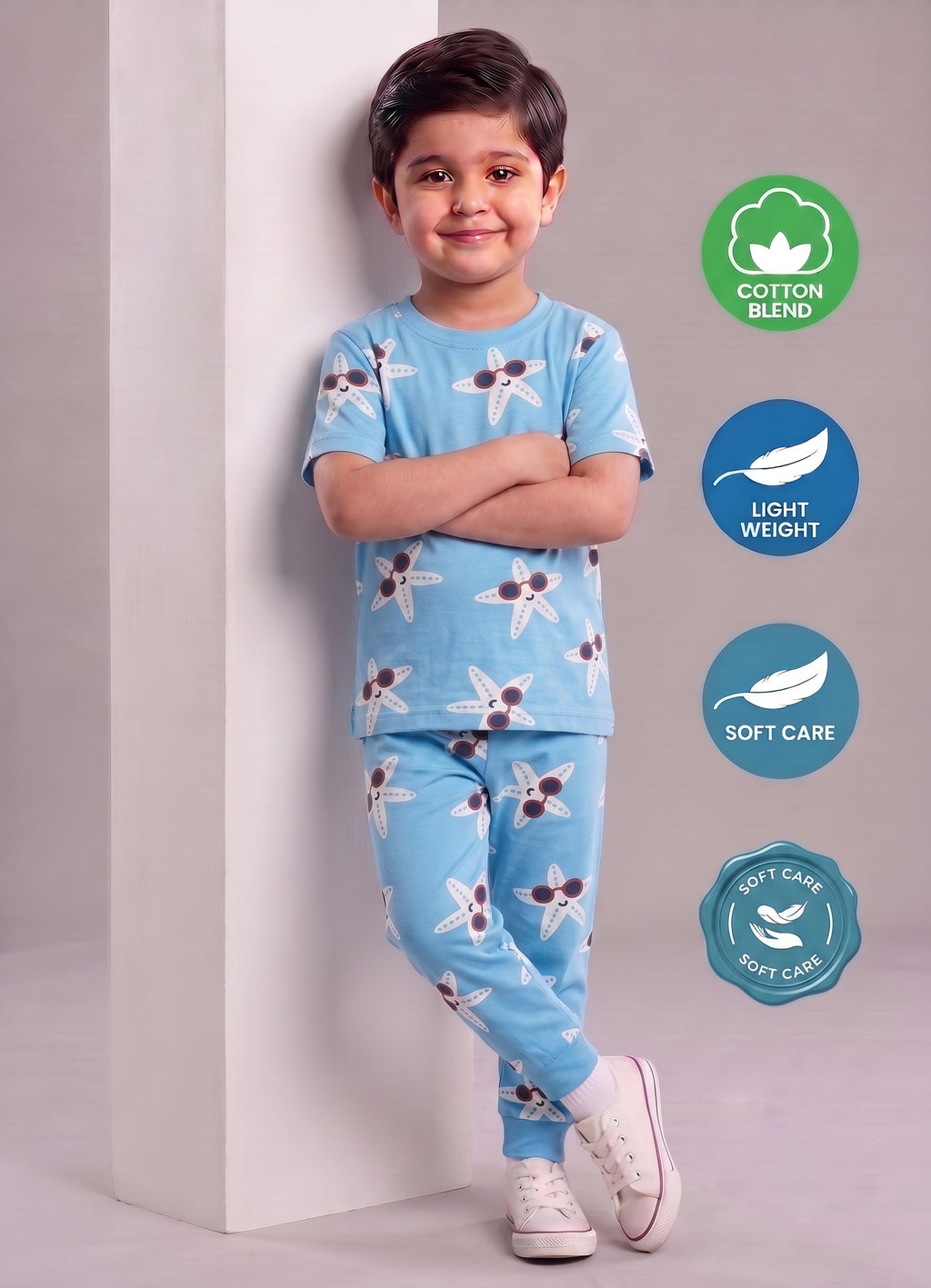 Mars Infiniti Boys Casual T-shirt Pant (Blue, Pack of 1)
