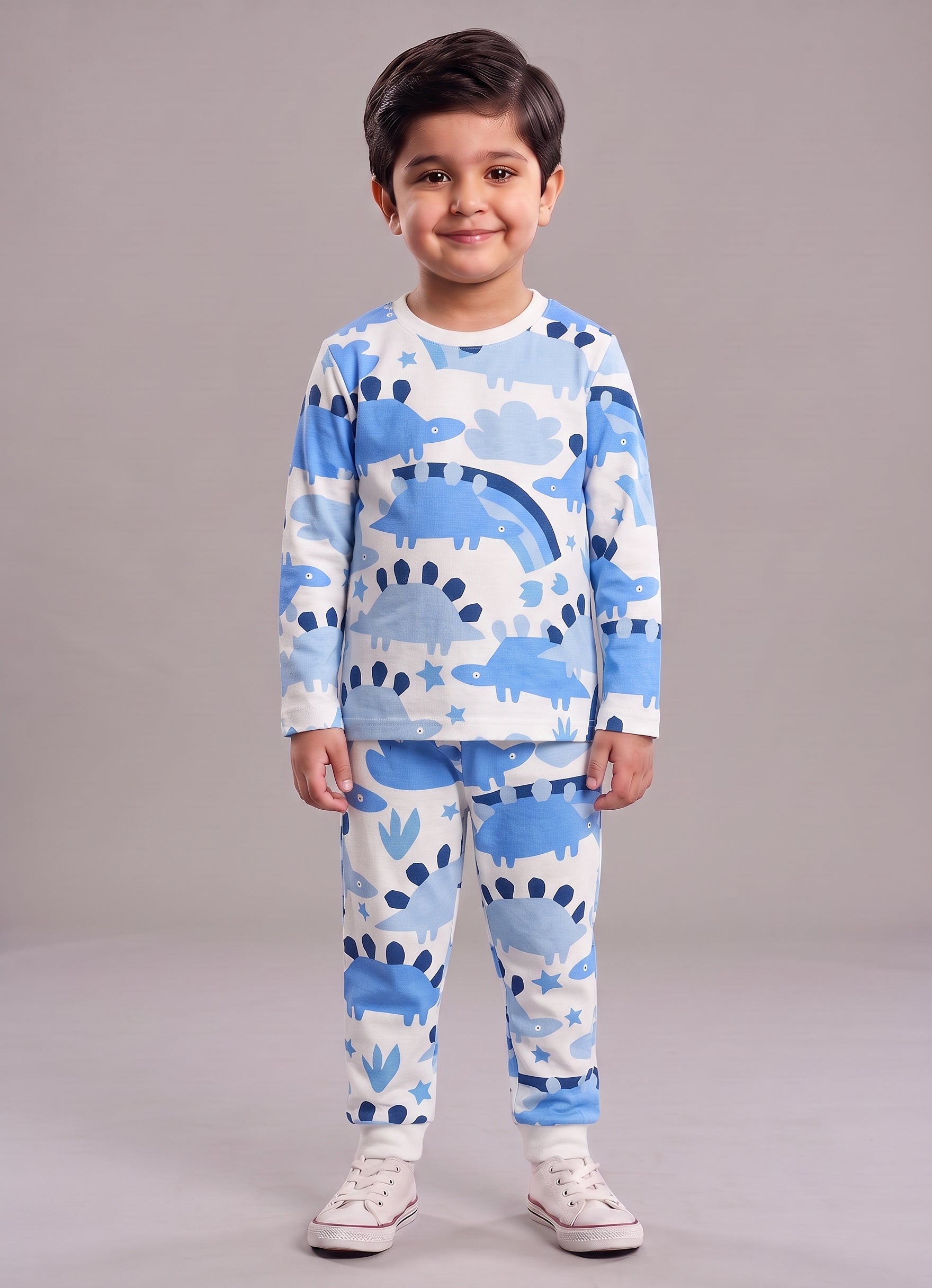 Mars Infiniti Boys Casual T-shirt Pant (Blue, Deep Blue, White, Pack of 1)