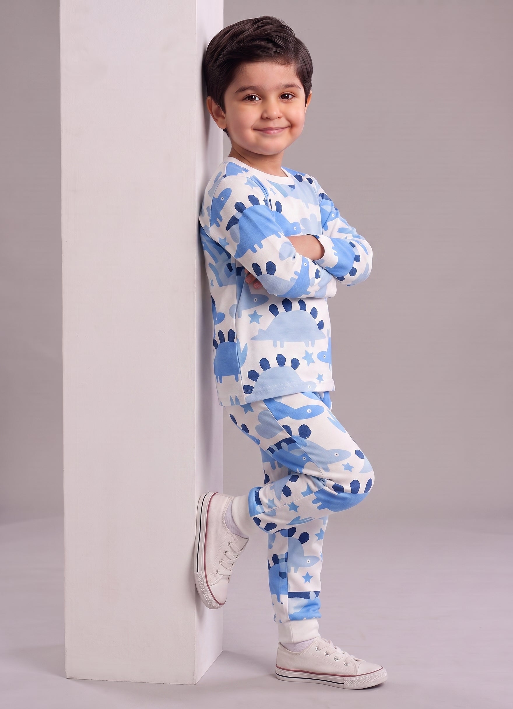Mars Infiniti Boys Casual T-shirt Pant (Blue, Deep Blue, White, Pack of 1)