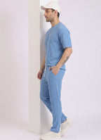 Mars Infiniti Pure Cotton Night Suit Set For Mens' (Airforce Blue)
