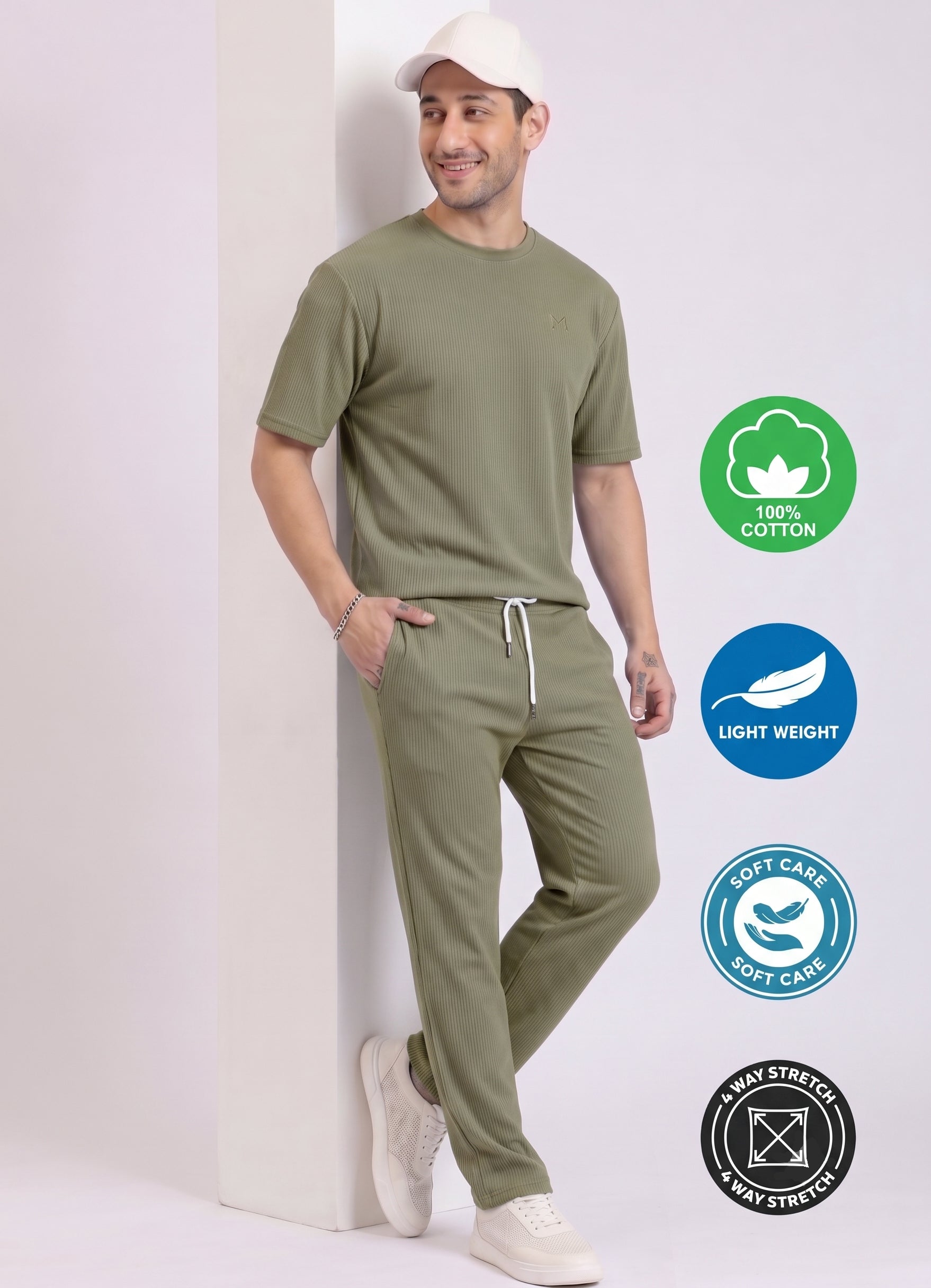 Mars Infiniti Pure Cotton Night Suit Set For Mens' (Bottle Green)