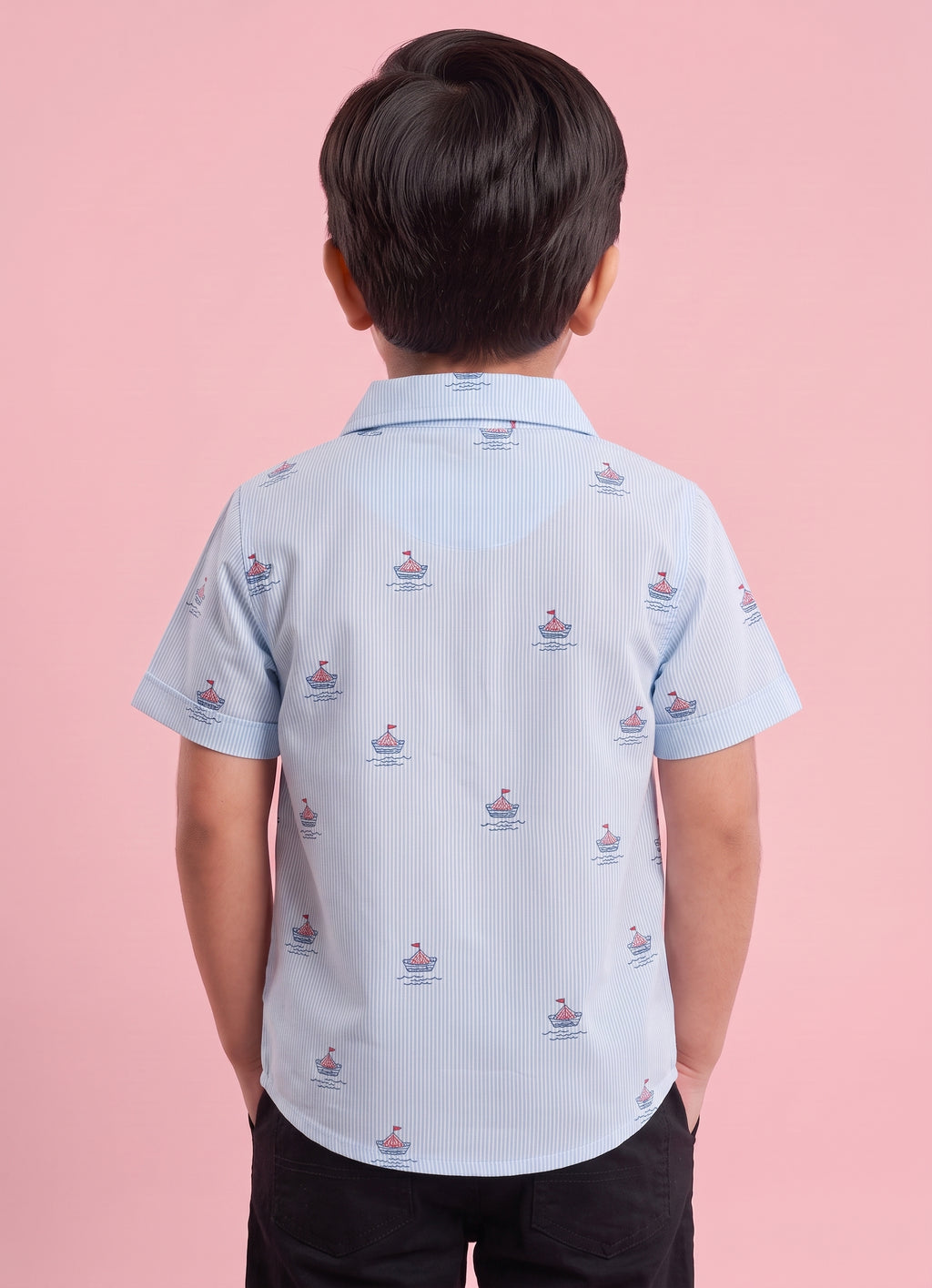 Mars Infiniti Boys All Over Printed Half Sleeves Shirt(Light Blue)