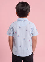 Mars Infiniti Boys All Over Printed Half Sleeves Shirt(Light Blue)