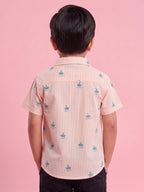 Mars Infiniti Boys All Over Printed Half Sleeves Shirt(Peach)