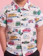 Mars Infiniti Boys All Over Printed Half Sleeves Shirt(Cream)