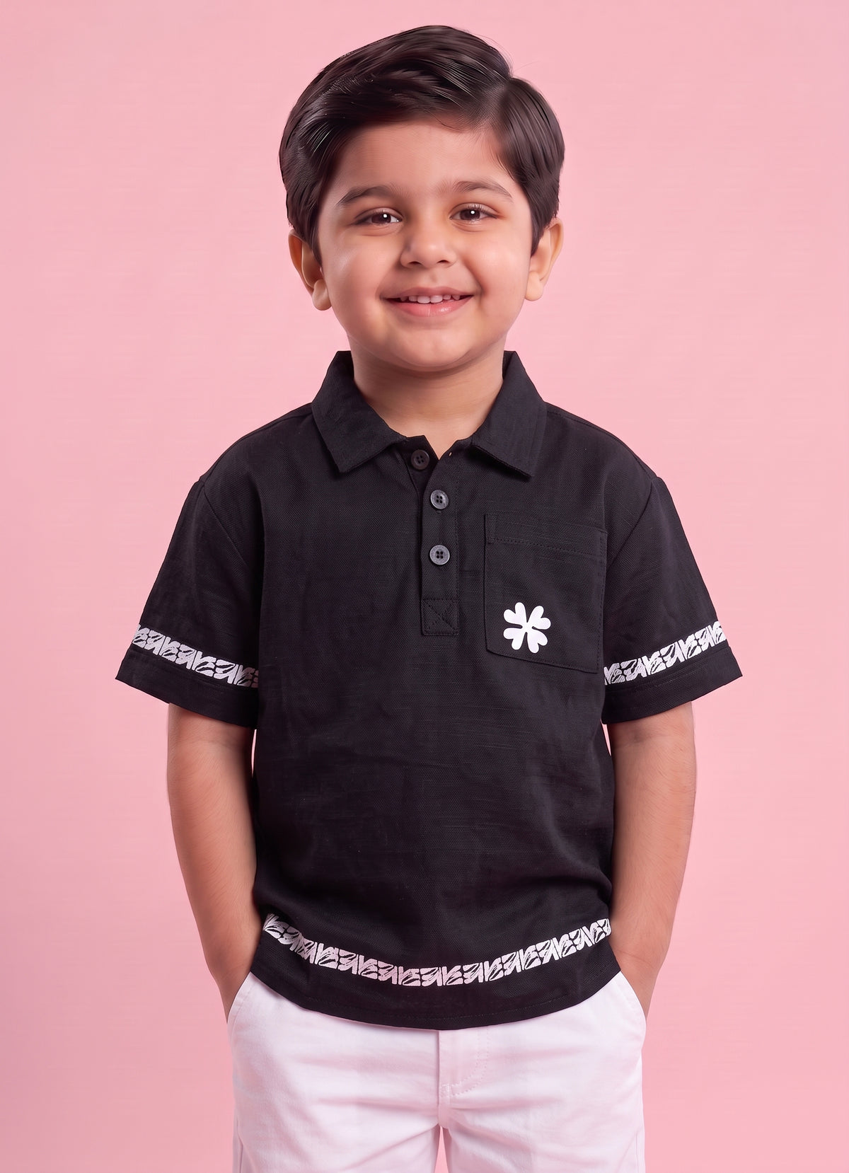 Mars Infiniti Boys All Over Printed Half Sleeves Shirt(Black)