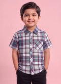 Mars Infiniti Boys Check Stripes Printed Half Sleeves Shirt(Maroon Check)