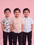 Mars Infiniti Boys All Over Printed Half Sleeves Shirt (Pack Of 3) Cream, Peach, White