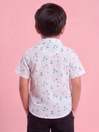 Mars Infiniti Boys All Over Printed Half Sleeves Shirt (Pack Of 3) Cream, Peach, White