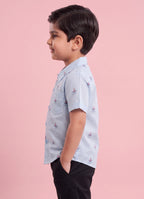 Mars Infiniti Boys All Over Printed Half Sleeves Shirt (Pack Of 2) Blue, Cream