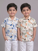 Mars Infiniti Boys All Over Printed Spread Collar Half Sleeves Shirt (Combo Set Pack of 2)