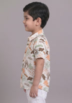 Mars Infiniti Boys All Over Printed Spread Collar Half Sleeves Shirt (Combo Set Pack of 2)