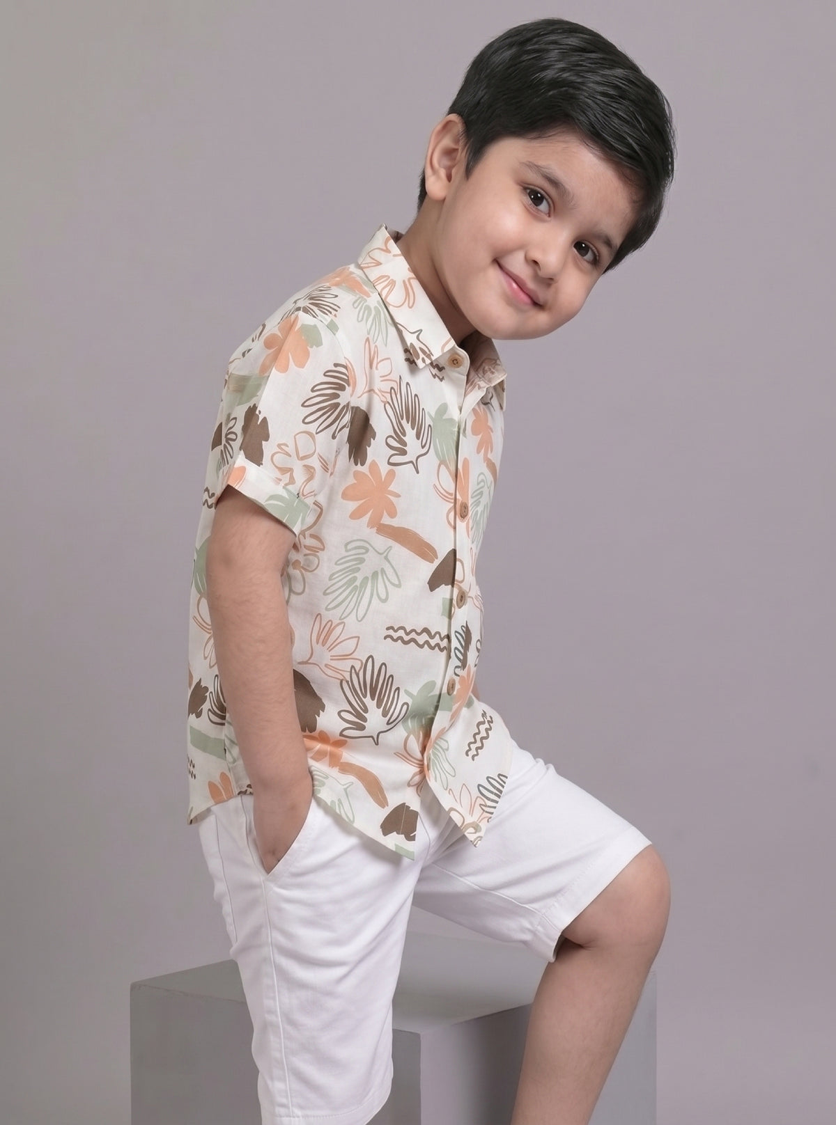 Mars Infiniti Boys All Over Printed Spread Collar Half Sleeves Shirt (Combo Set Pack of 2)