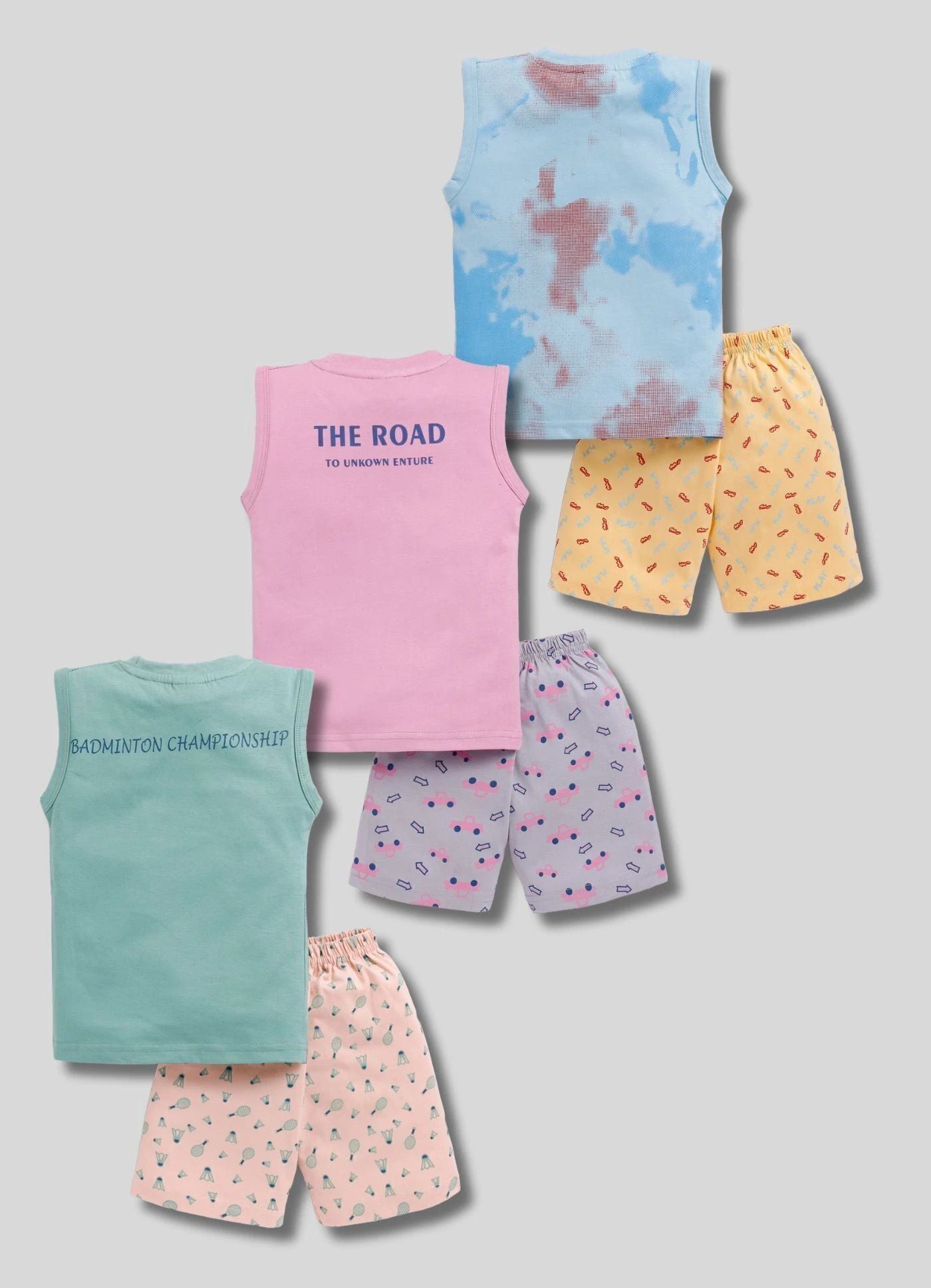 Mars Infiniti Boys Casual T-shirt Shorts (Green, Sky Blue, Pink)